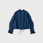 45R Ai Indigo Khadi x Feather Khadi Silk Frill Tarra Blouse