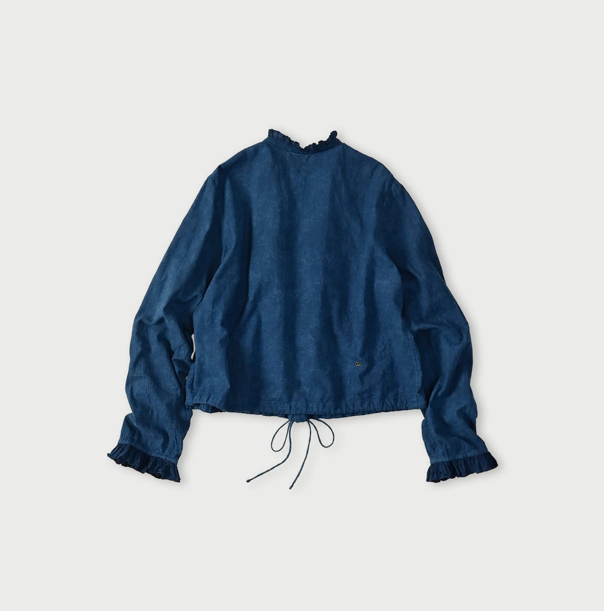 45R Ai Indigo Khadi x Feather Khadi Silk Frill Tarra Blouse - Image 12
