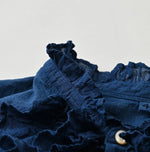 45R Ai Indigo Khadi x Feather Khadi Silk Frill Tarra Blouse