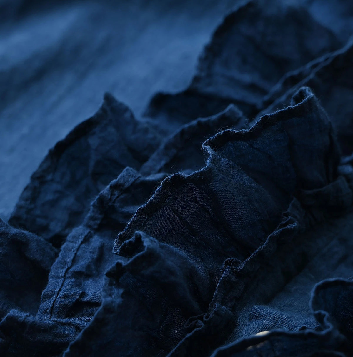 45R Ai Indigo Khadi x Feather Khadi Silk Frill Tarra Blouse - Image 14