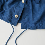 45R Ai Indigo Khadi x Feather Khadi Silk Frill Tarra Blouse