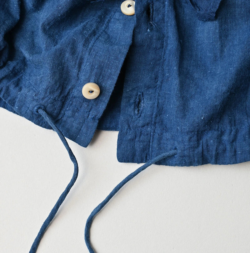 45R Ai Indigo Khadi x Feather Khadi Silk Frill Tarra Blouse - Image 16