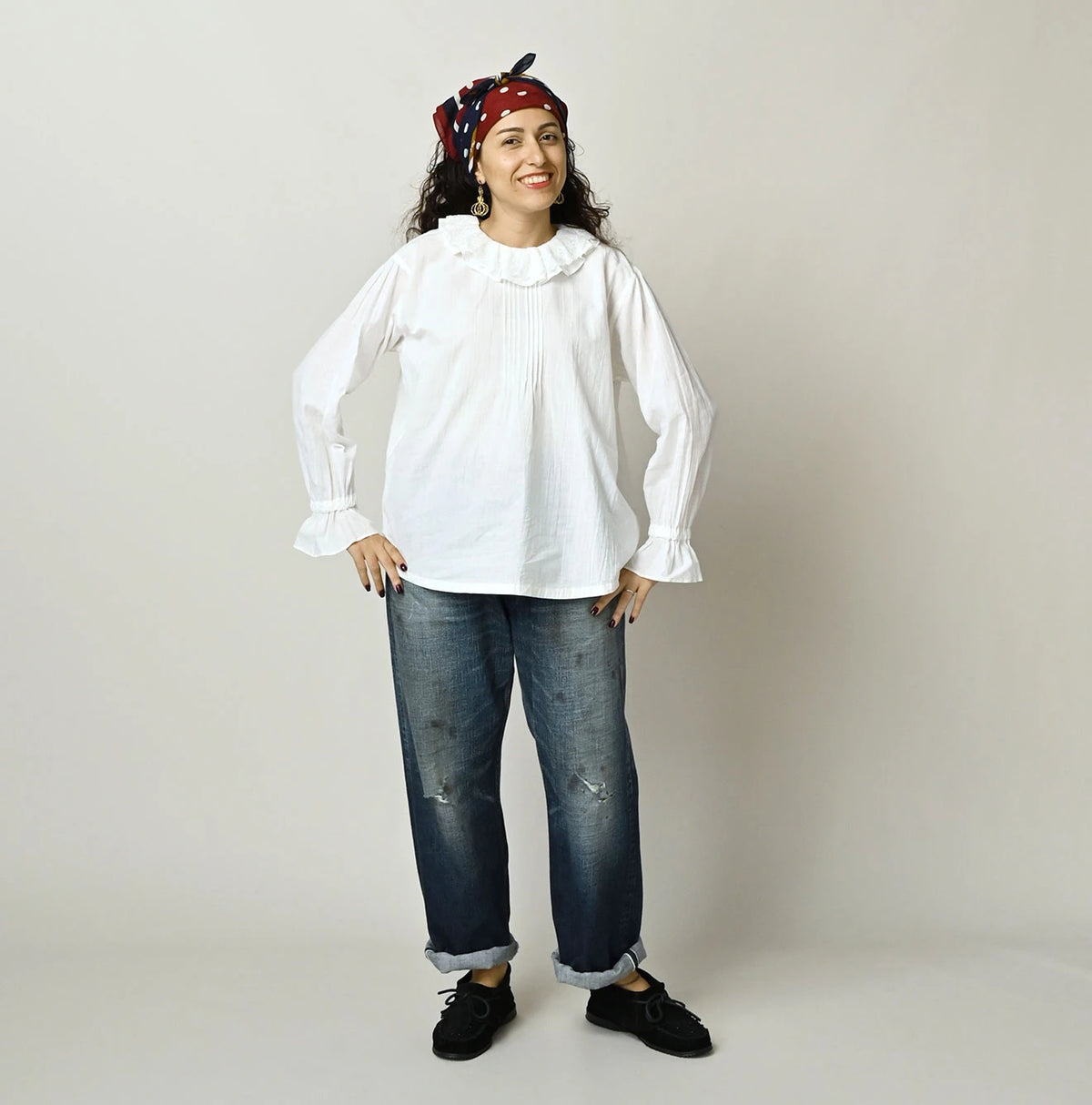 45R Khadi Frill Collar Blouse - Image 2