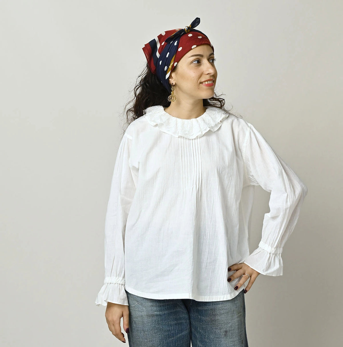 45R Khadi Frill Collar Blouse - Image 3