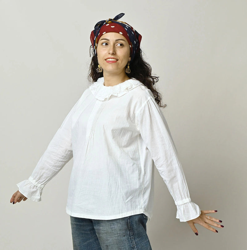 45R Khadi Frill Collar Blouse - Image 4