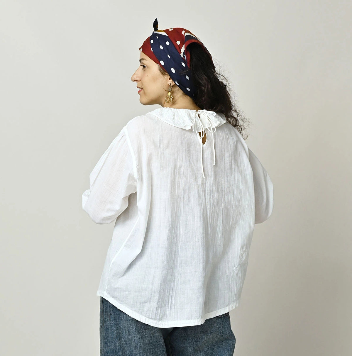45R Khadi Frill Collar Blouse - Image 5