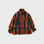 45R India Tartan Check Frill Square Blouse