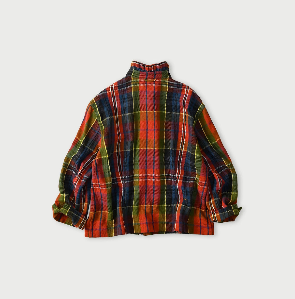 45R India Tartan Check Frill Square Blouse