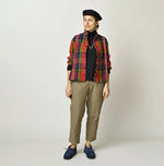 45R India Tartan Check Frill Square Blouse