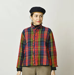 45R India Tartan Check Frill Square Blouse