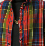45R India Tartan Check Frill Square Blouse