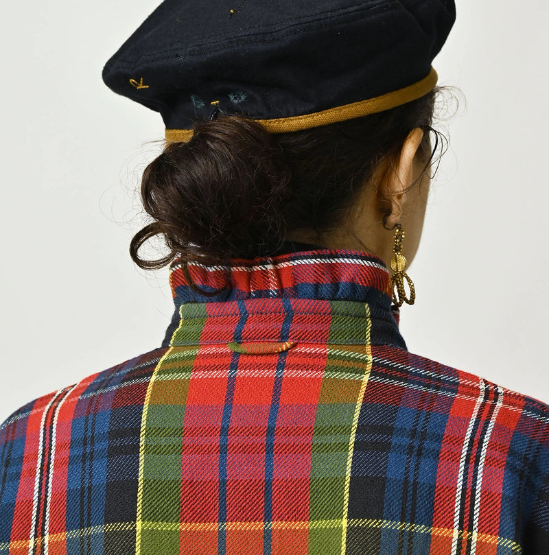 45R India Tartan Check Frill Square Blouse - Image 11