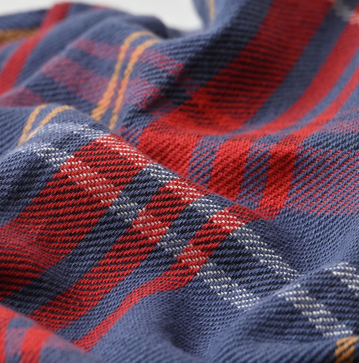 45R India Tartan Check Frill Square Blouse
