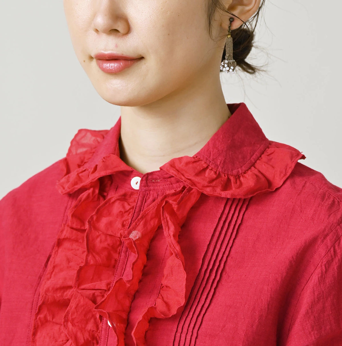45R Khadi x Feather Khadi Silk Frill Blouse