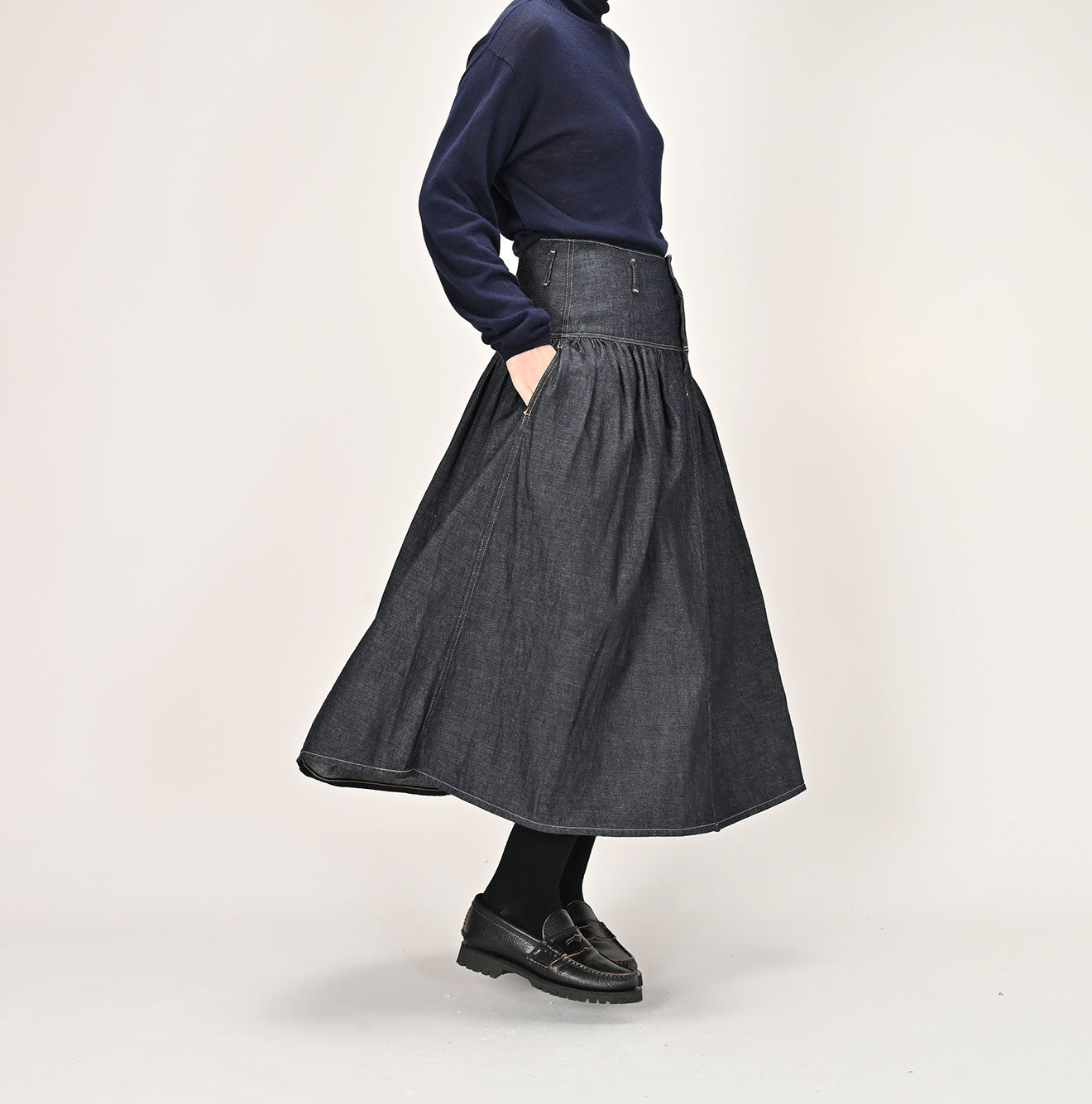 45R Indigo 45 Petit Denim Yoke Skirt