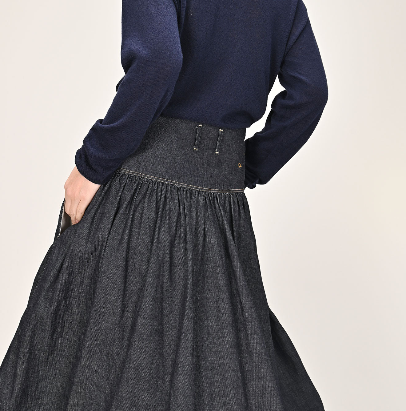 45R Indigo 45 Petit Denim Yoke Skirt