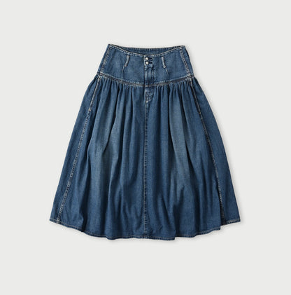 45R Indigo 45 Petit Denim Yoke Skirt Distressed