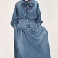 45R Indigo 45 Petit Denim Yoke Skirt Distressed