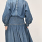 45R Indigo 45 Petit Denim Yoke Skirt Distressed