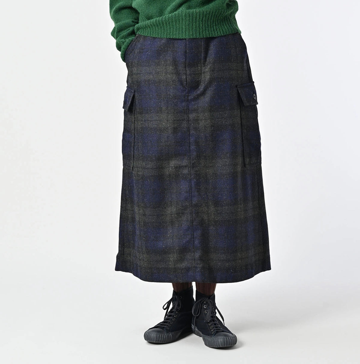 45R Wool Tartan Cargo Skirt