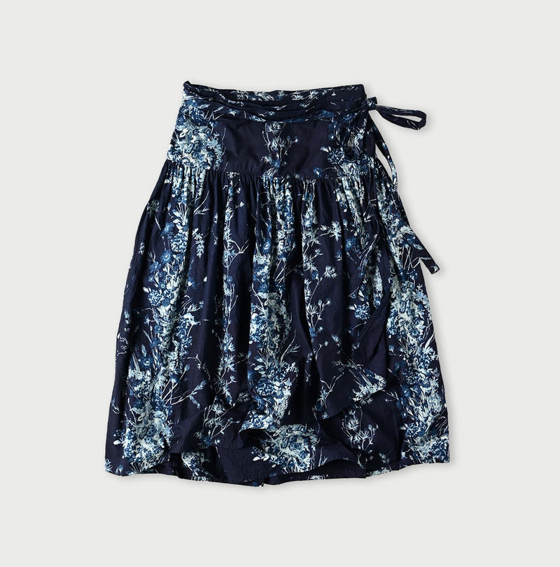 45R Indigo Khadi Bouquet Stripe Skirt