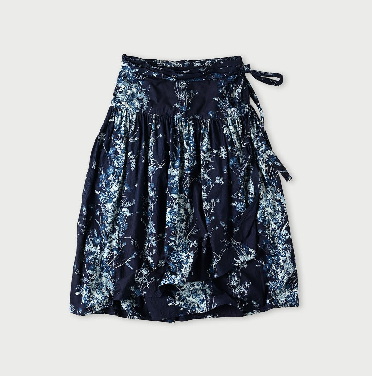 45R Indigo Khadi Bouquet Stripe Skirt