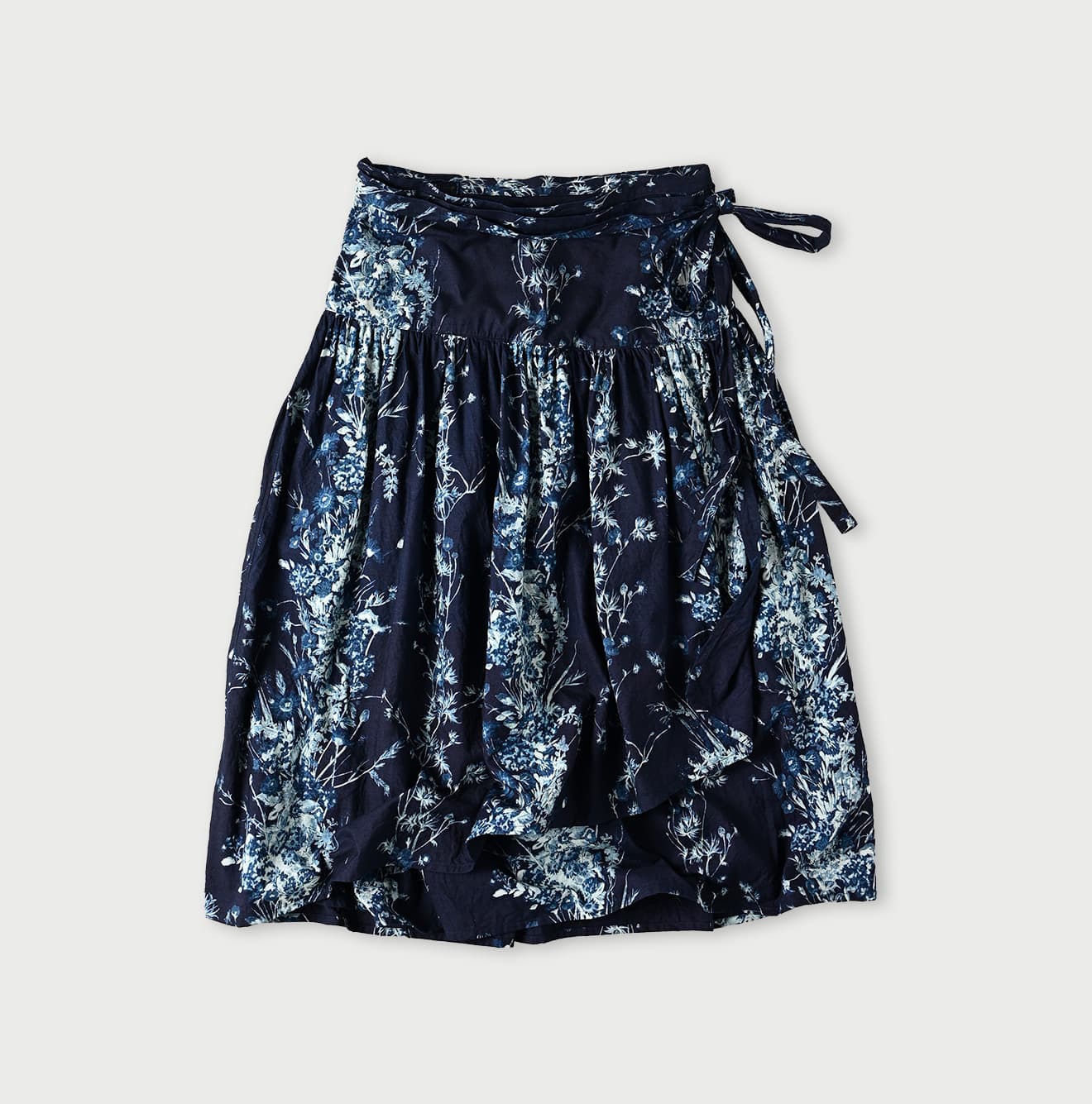 45R Indigo Khadi Bouquet Stripe Skirt