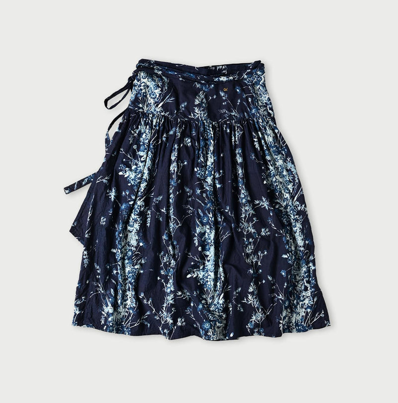 45R Indigo Khadi Bouquet Stripe Skirt