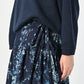 45R Indigo Khadi Bouquet Stripe Skirt