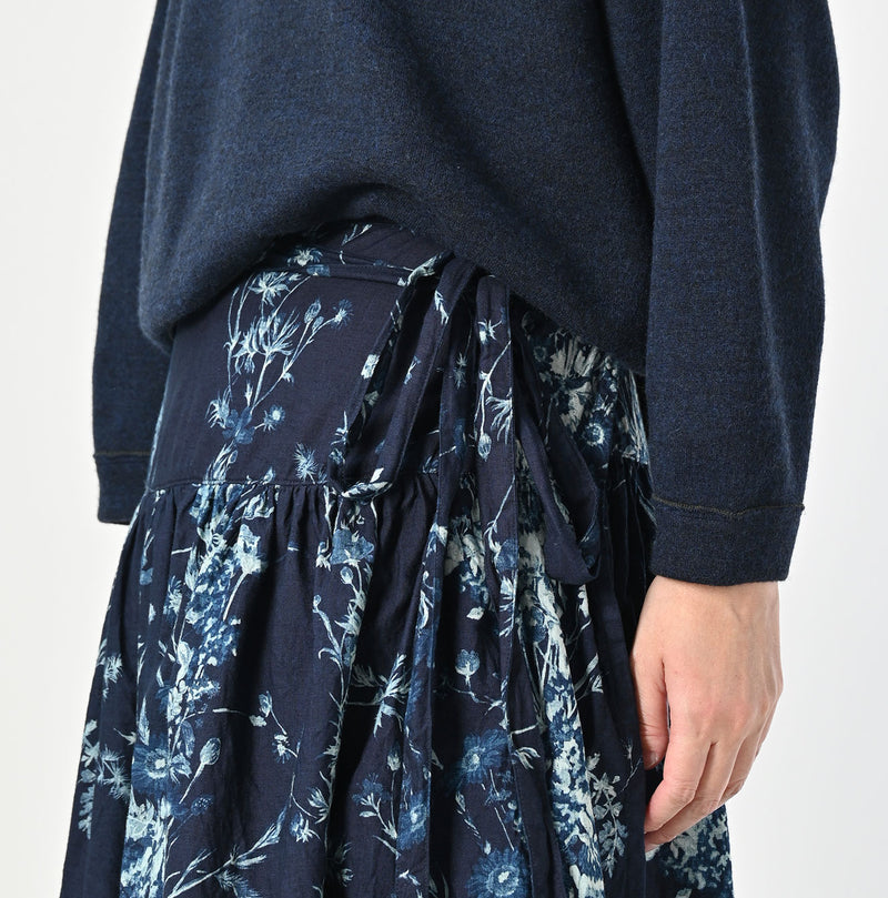 45R Indigo Khadi Bouquet Stripe Skirt