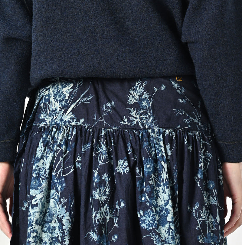 45R Indigo Khadi Bouquet Stripe Skirt