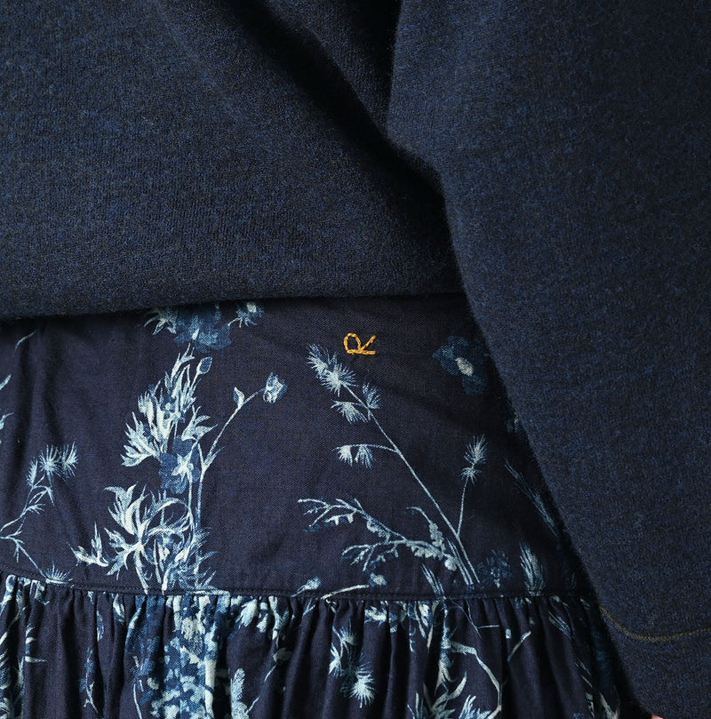 45R Indigo Khadi Bouquet Stripe Skirt
