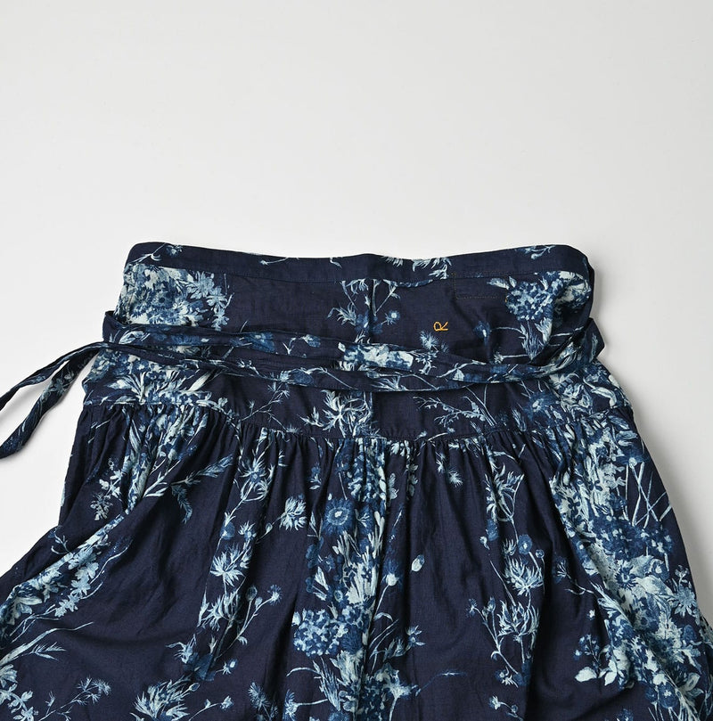 45R Indigo Khadi Bouquet Stripe Skirt