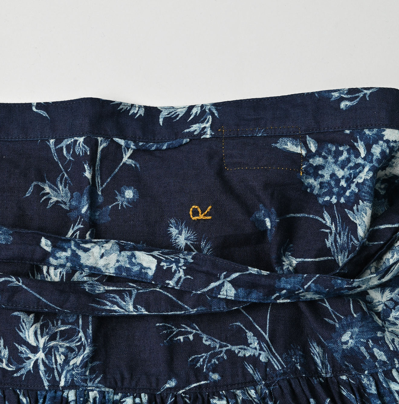 45R Indigo Khadi Bouquet Stripe Skirt