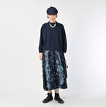 45R Indigo Khadi Bouquet Stripe Skirt