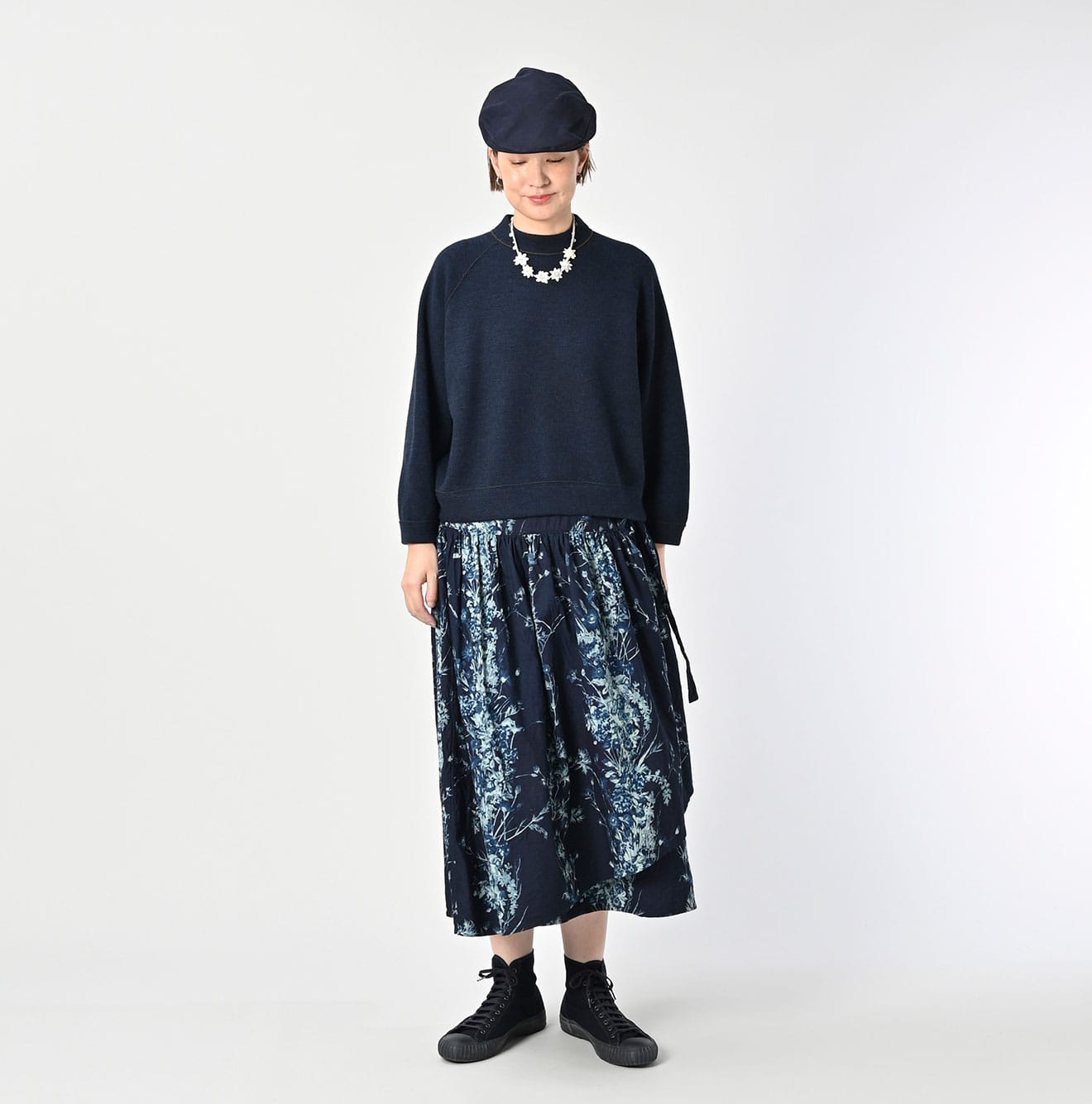 45R Indigo Khadi Bouquet Stripe Skirt - Image 2