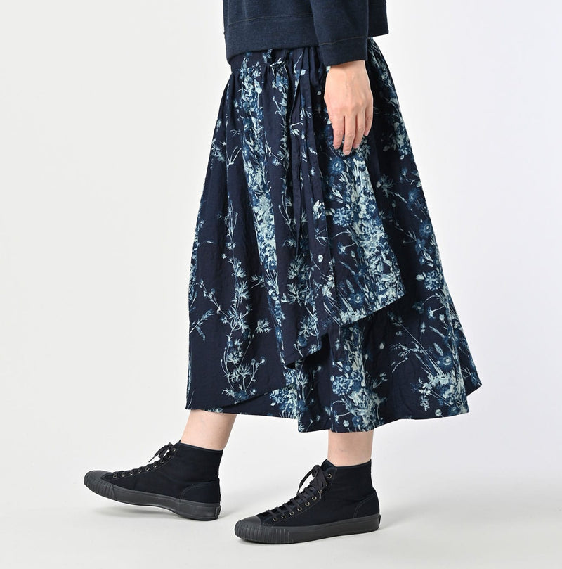 45R Indigo Khadi Bouquet Stripe Skirt