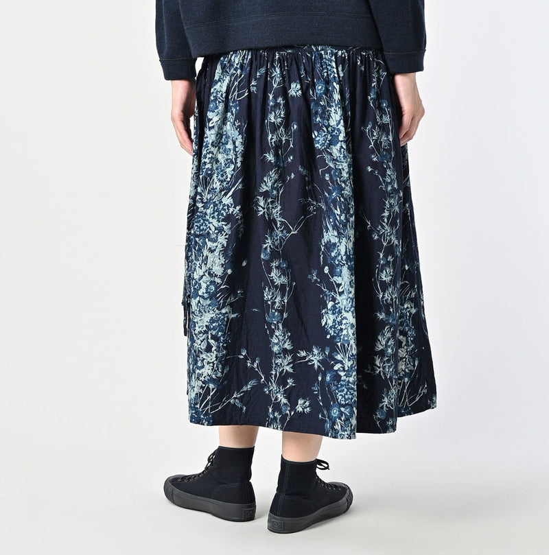 45R Indigo Khadi Bouquet Stripe Skirt