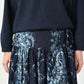 45R Indigo Khadi Bouquet Stripe Skirt
