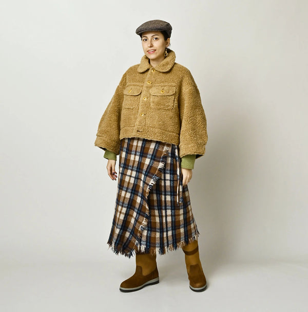 45R India Merino Milled Fringe-Wrap Skirt
