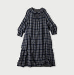 45R Indigo Fuwauwa Double Woven Shirring Dress