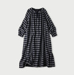 45R Indigo Fuwauwa Double Woven Shirring Dress