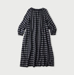 45R Indigo Fuwauwa Double Woven Shirring Dress