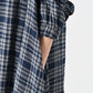 45R Indigo Fuwauwa Double Woven Shirring Dress