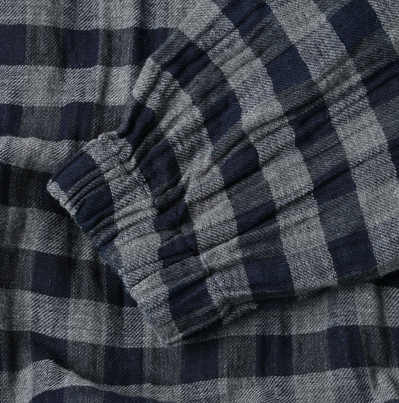 45R Indigo Fuwauwa Double Woven Shirring Dress