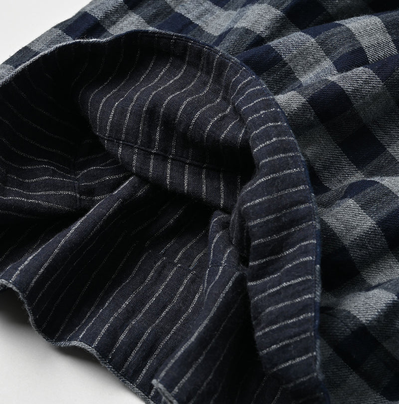 45R Indigo Fuwauwa Double Woven Shirring Dress