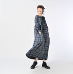 45R Indigo Fuwauwa Double Woven Shirring Dress