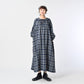 45R Indigo Fuwauwa Double Woven Shirring Dress