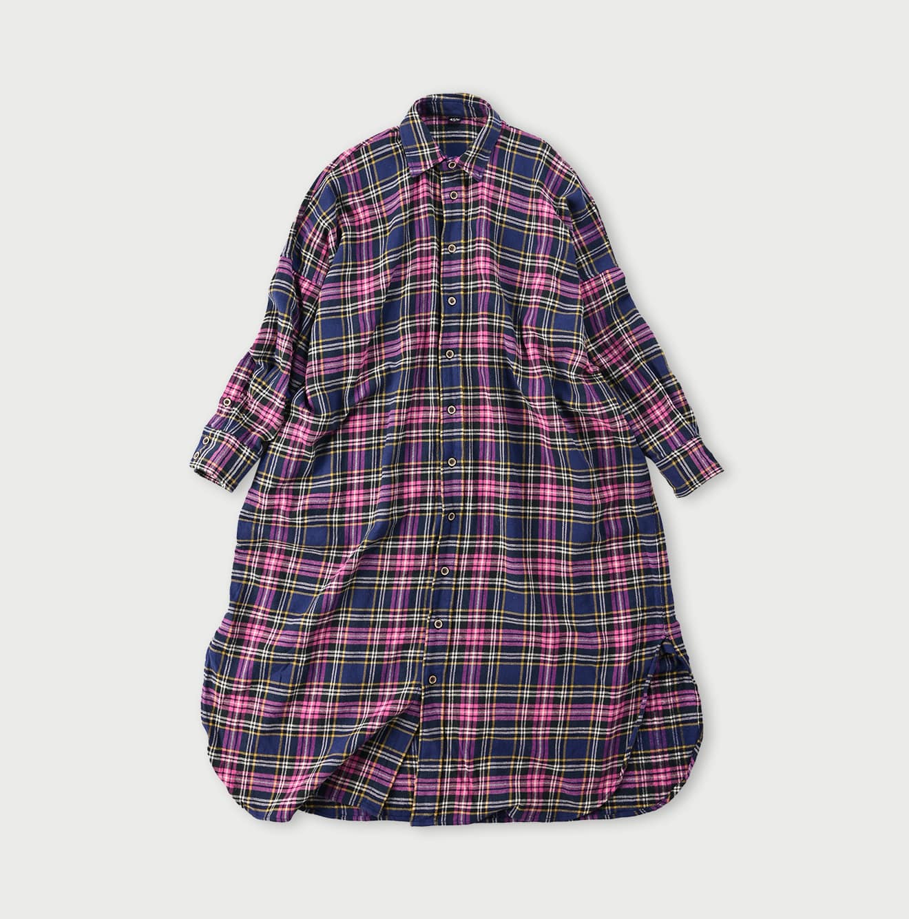 India Flannel Big Shirt Dress