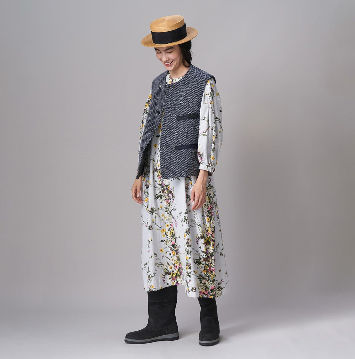 45R Khadi Bouquet Stripe Dress